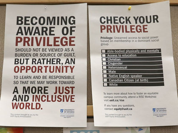 Check your privilege' posters at UOIT in Oshawa