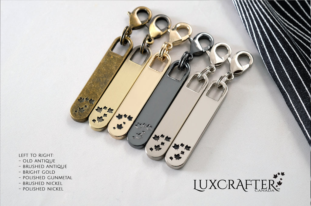 #5 Metallic Nylon Countess Zipper Pulls - 10/Pack - Antique Brass