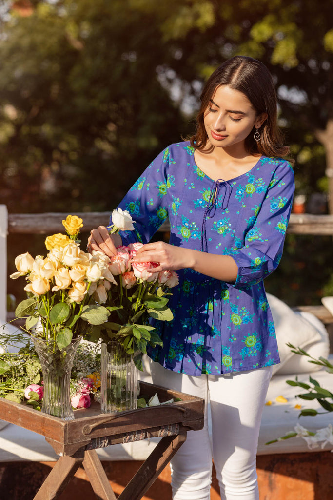 Purple Cluster Top - Cottons Jaipur