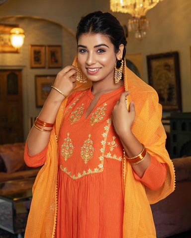 Orange Zari Kurta