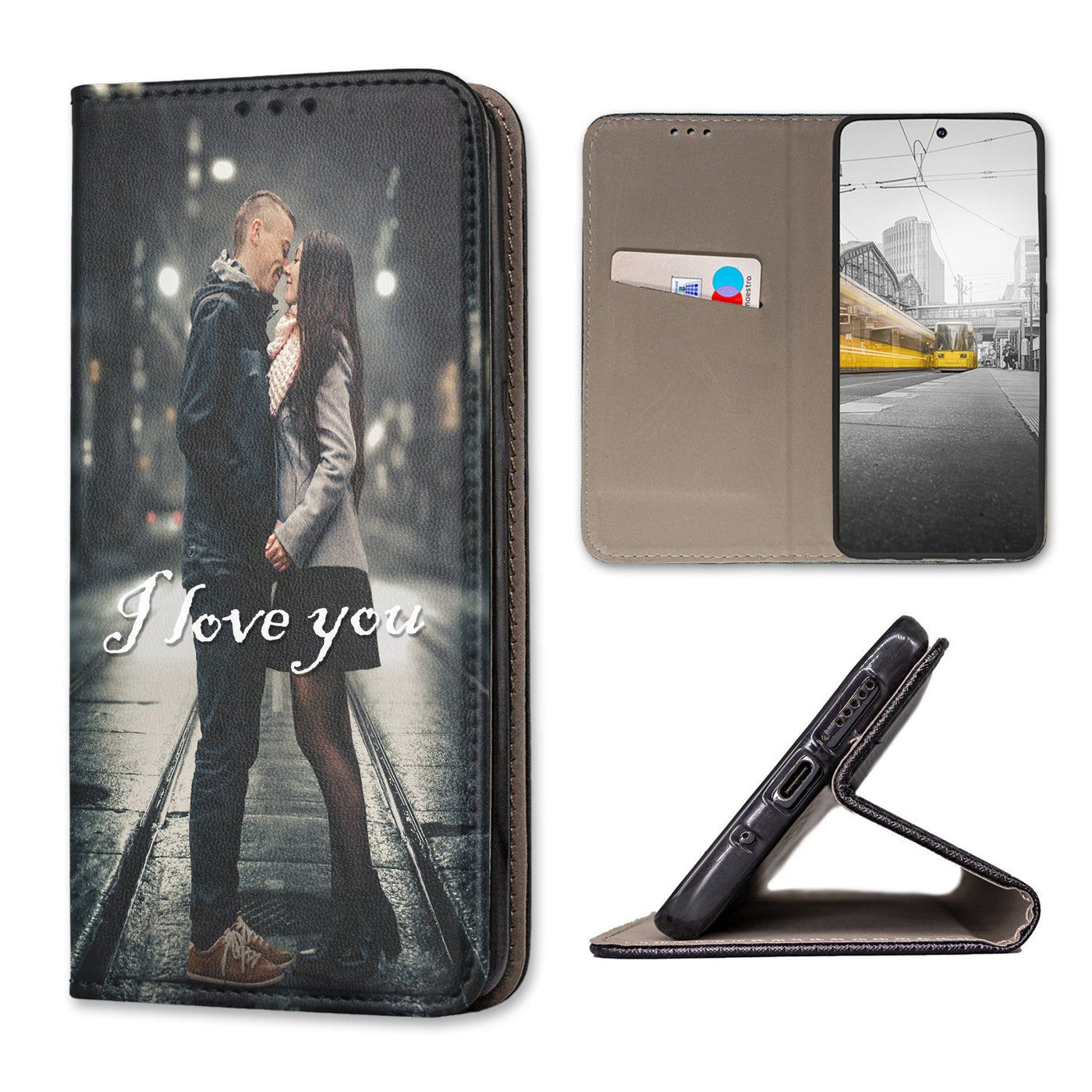 Personalisierte Handyhülle für Samsung Galaxy A20s Hülle mit eigenem Design Bild Motiv Smart Magnetic Klapphülle