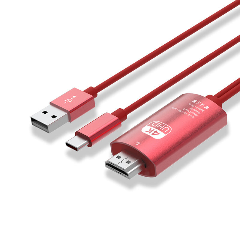 MHL USB-C Type C to HDMI USB A HD TV Cable Adapter For Android Phones  Tablet RED