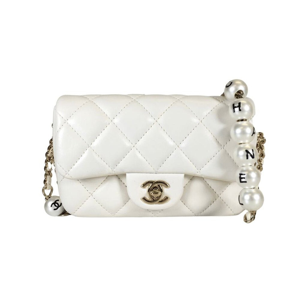 Chanel Logo Pearl Chain Bag – Luxe Du Jour