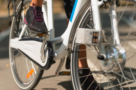 Standard tires on electric bike.