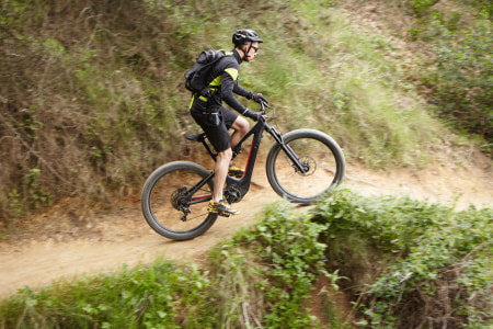 Riding a mountain electric bike.