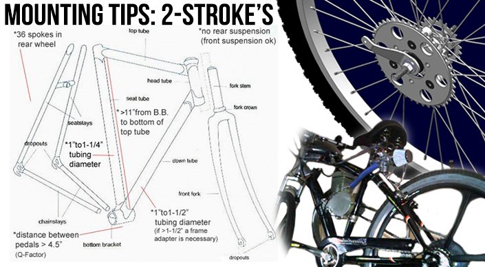 Mounting tips for the 2-stroke engine parts