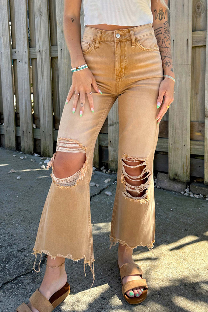Briar High Rise Control Top Wide Leg Crop Jeans in Camel – Gina