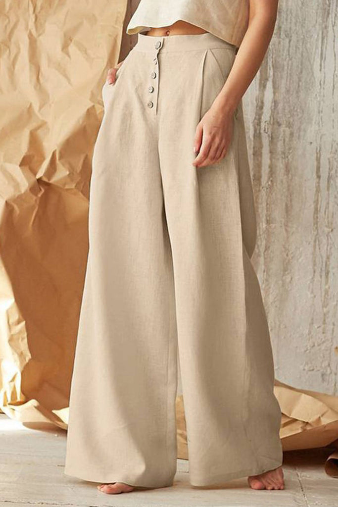 Side Slit Tie-up Cutout Wide-leg Long Pants – AROLORA