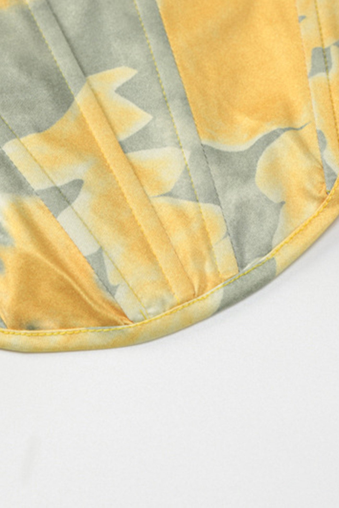 Yellow Square Neck Printed Corset Crop Top Skirt Suits – AROLORA