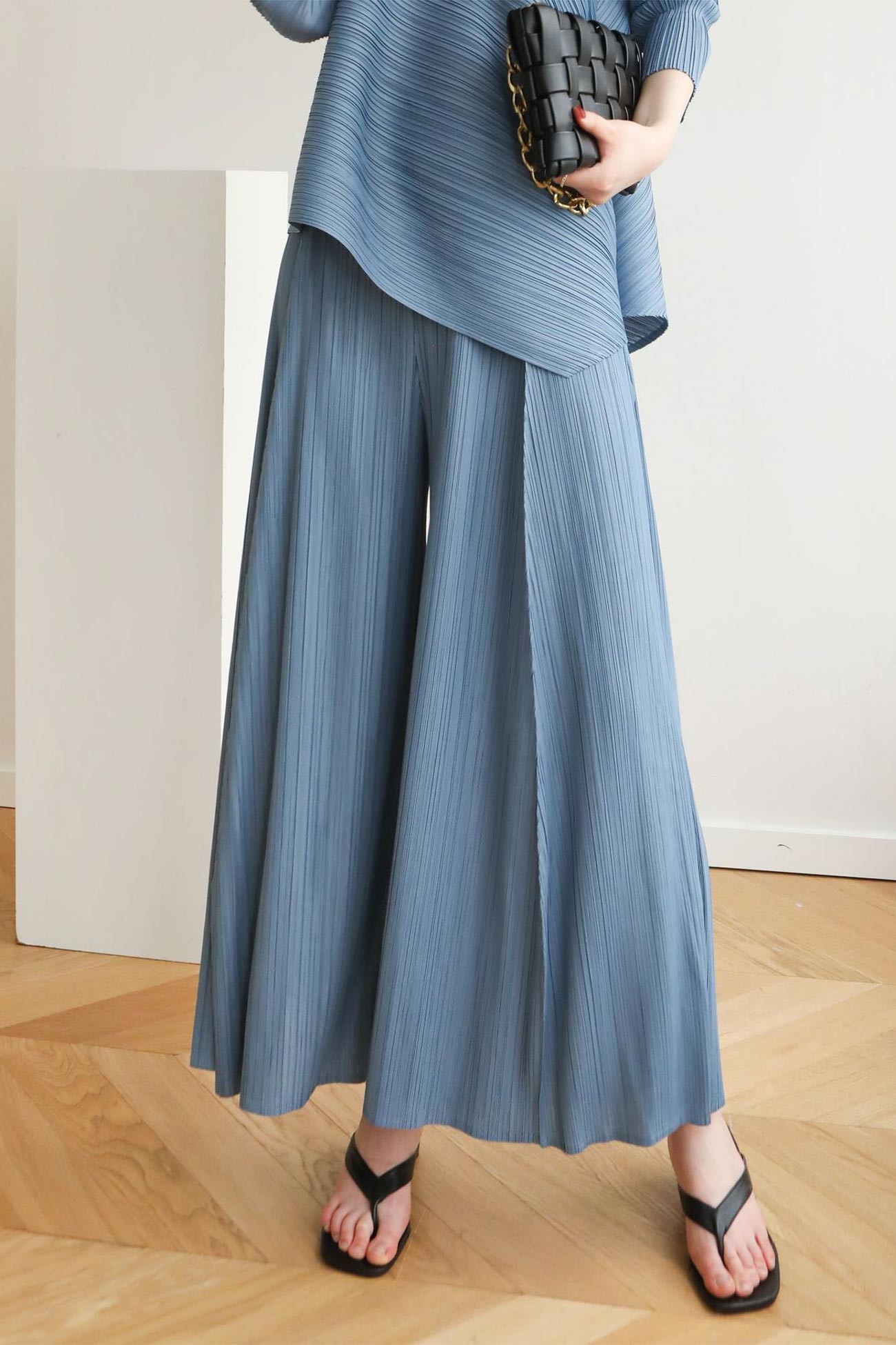 High Waist Pleated Wide Leg Long Pants – AROLORA