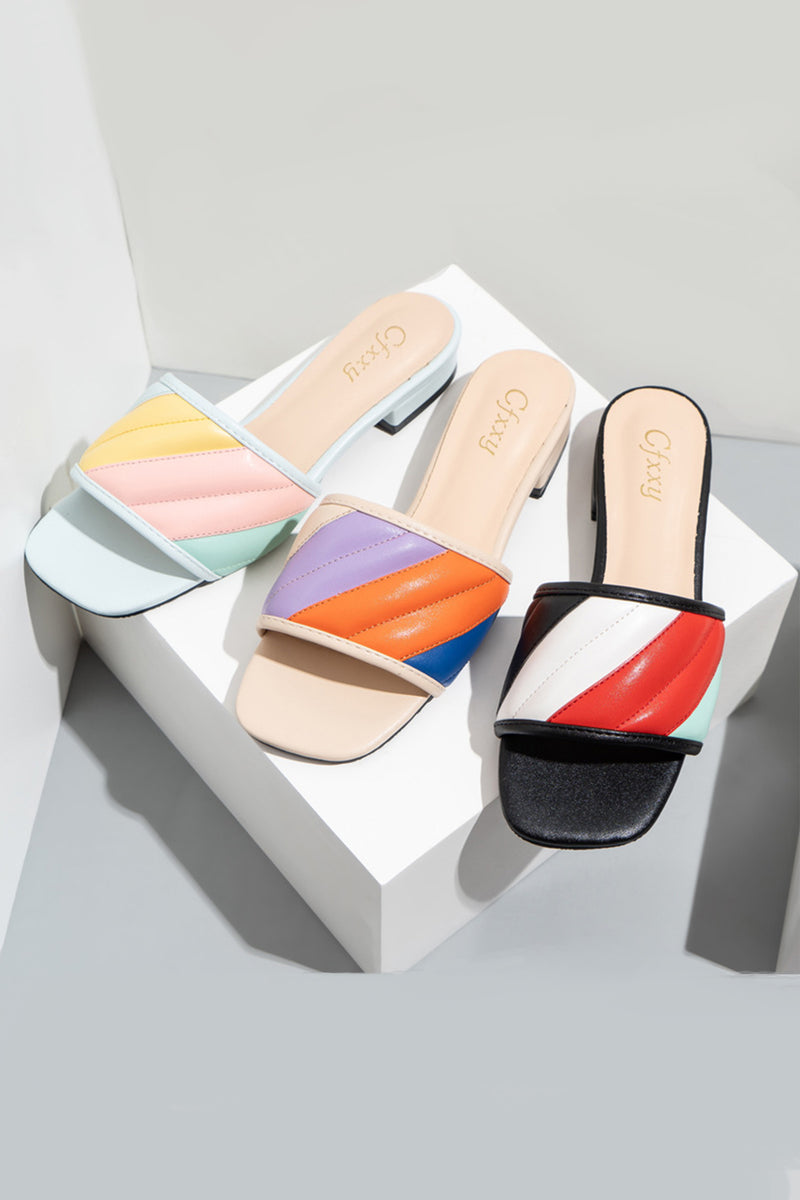 Color Block Square Toe Sandals – AROLORA