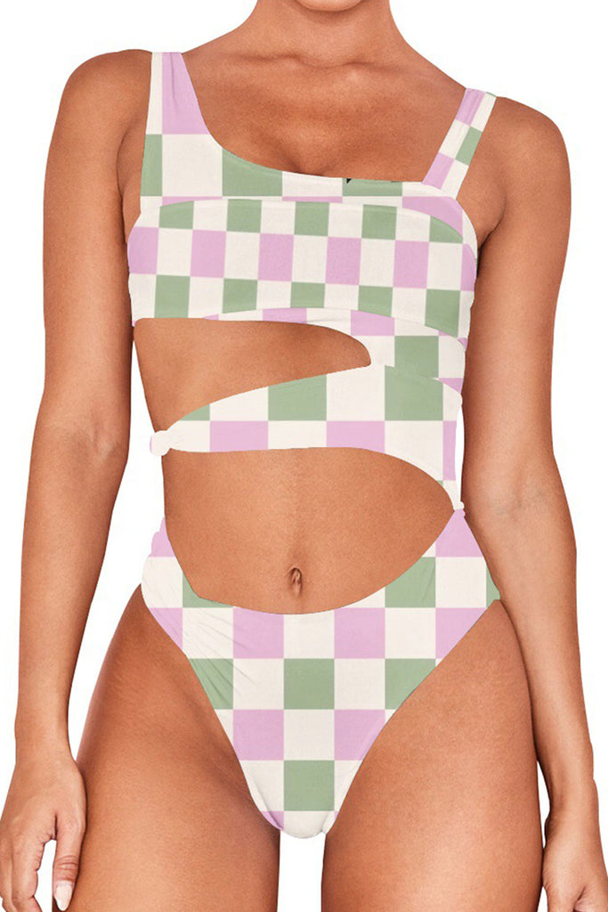 Zebra Cut Out Halter One Piece Swimsuit – IRHAZ