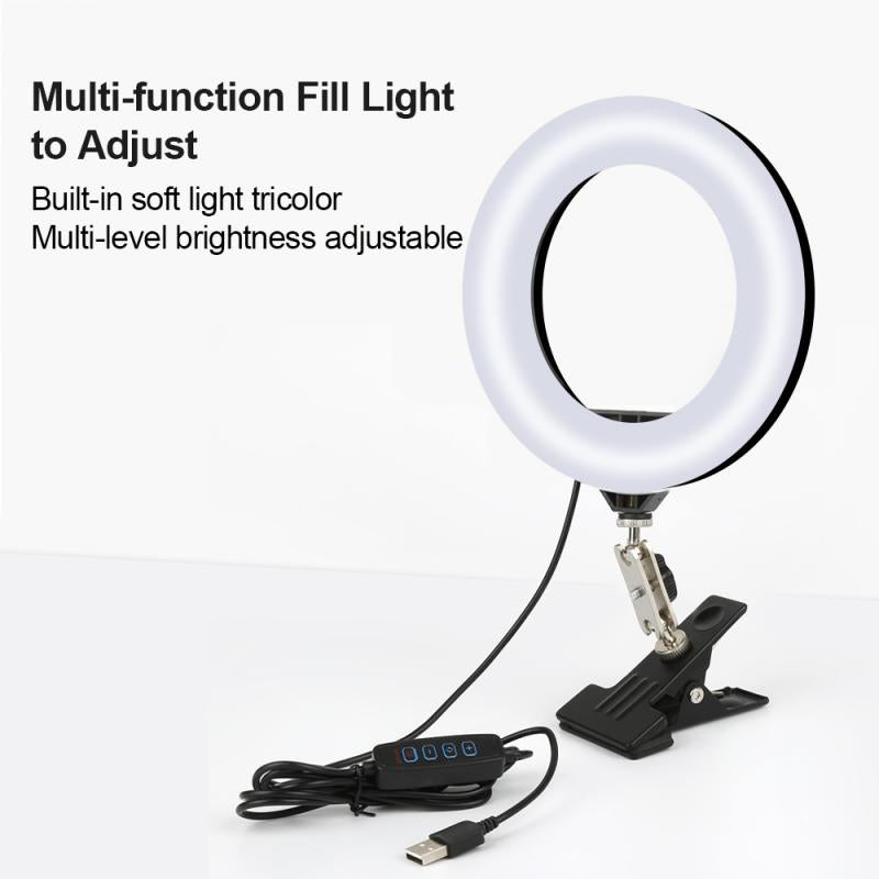 Ring Light With Clip LED Selfie Light Ring For Mobile Stepless Hanging Light Office