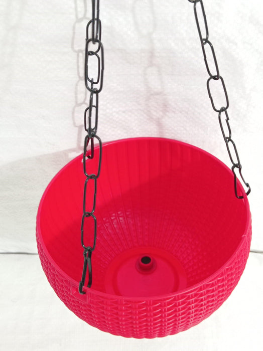 6 Inch Red Color Rattan Hanging Planter (Small) - ChhajedGarden.com