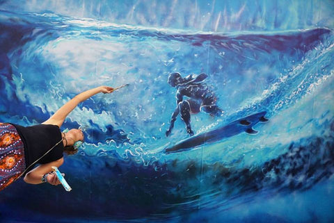 Erika Pearce Surf Mural for Underground Surf & Skate, Orewa NZ
