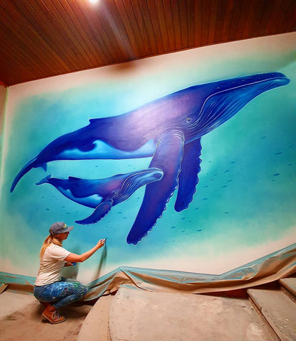 Erika Pearce humpback whale mural for Wanderlust, Tauranga, NZ