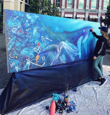 Erika Pearce mural for Addidas, Auckland, NZ, live painting