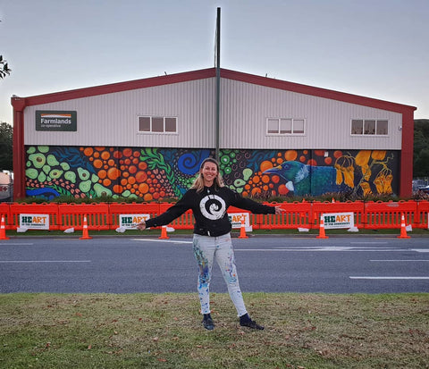 Erika Pearce mural for Farmlands, Tauranga, NZ