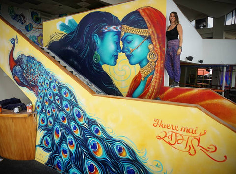 Erika Pearce mural for Indian Art Pop Up, Auckland, NZ