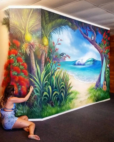 Erika Pearce mural for Pacific Coast Lodge, Mount Maunganui, NZ interior1