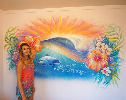 Erika Pearce mural for Private Home, Auckland NZ, maui dolphins