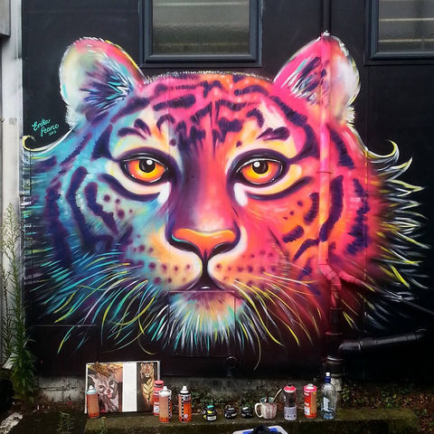 Erika Pearce street art mural Neon Tiger, Newmarket, NZ