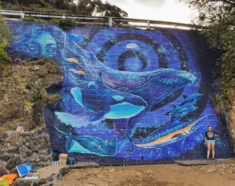 Erika Pearce street art mural Paihia, NZ complete