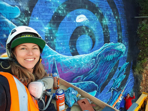 Erika Pearce street art mural Paihia, NZ in Progress