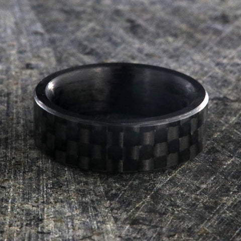 Black carbon fiber wedding band