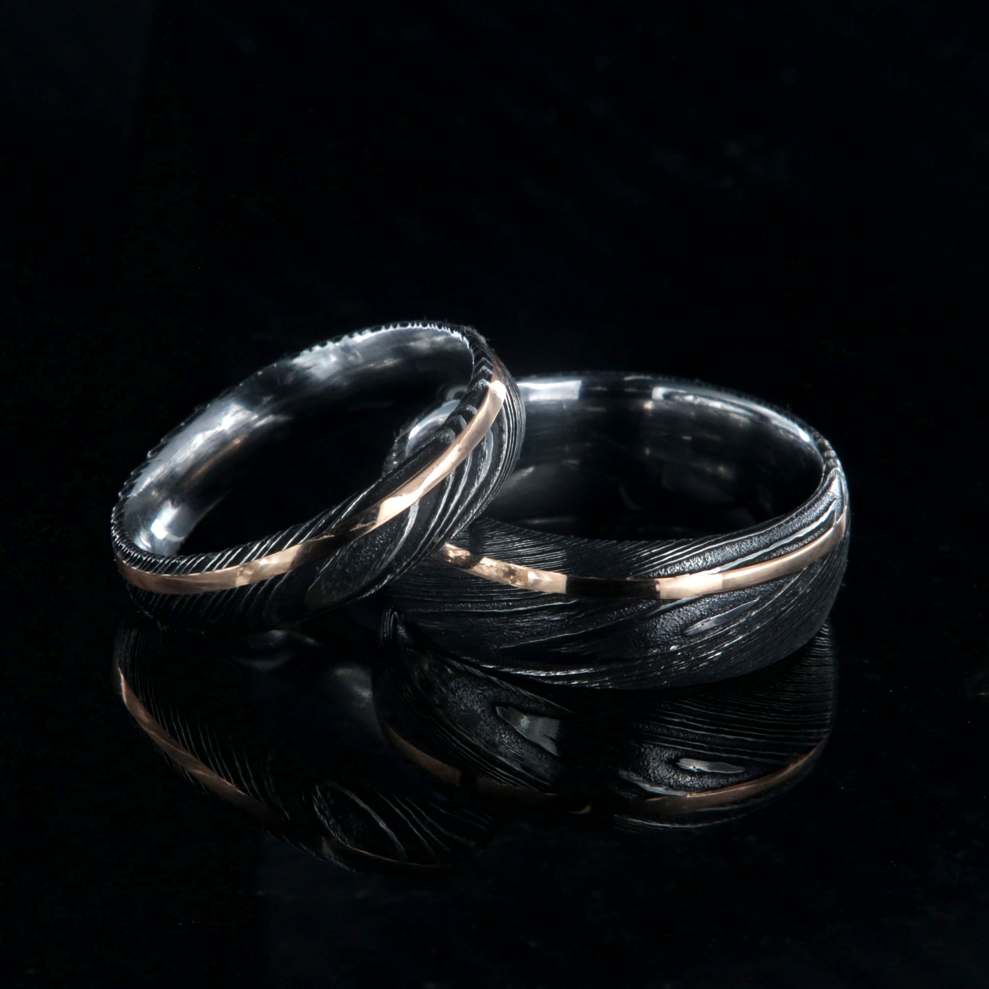 matching damascus wedding bands