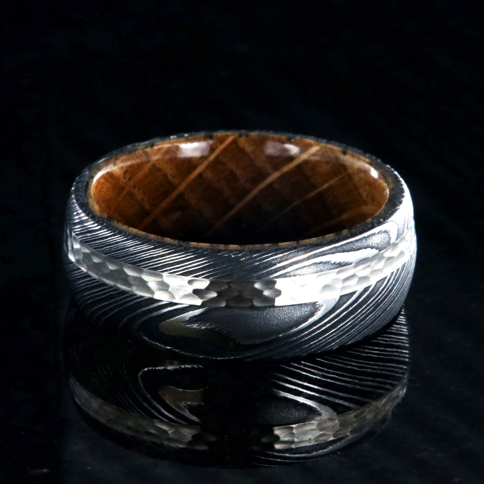 Hand-Wrought Damascus Steel and Koa Wooden Ring - Lmtd — Wedgewood Rings