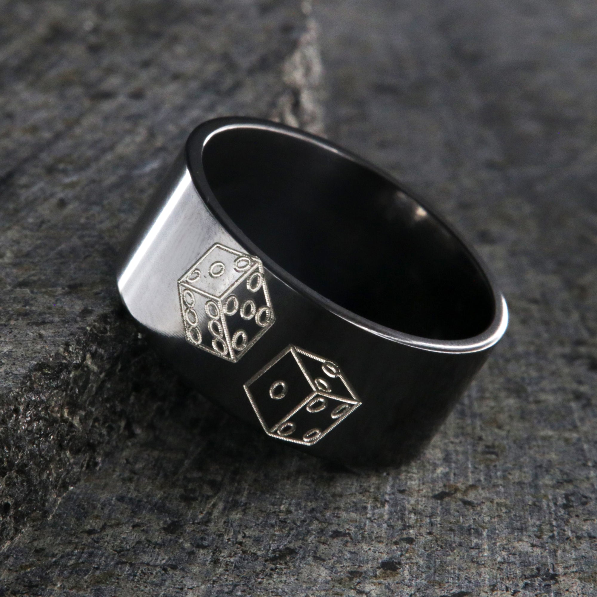 Black Spinning Dice Ring