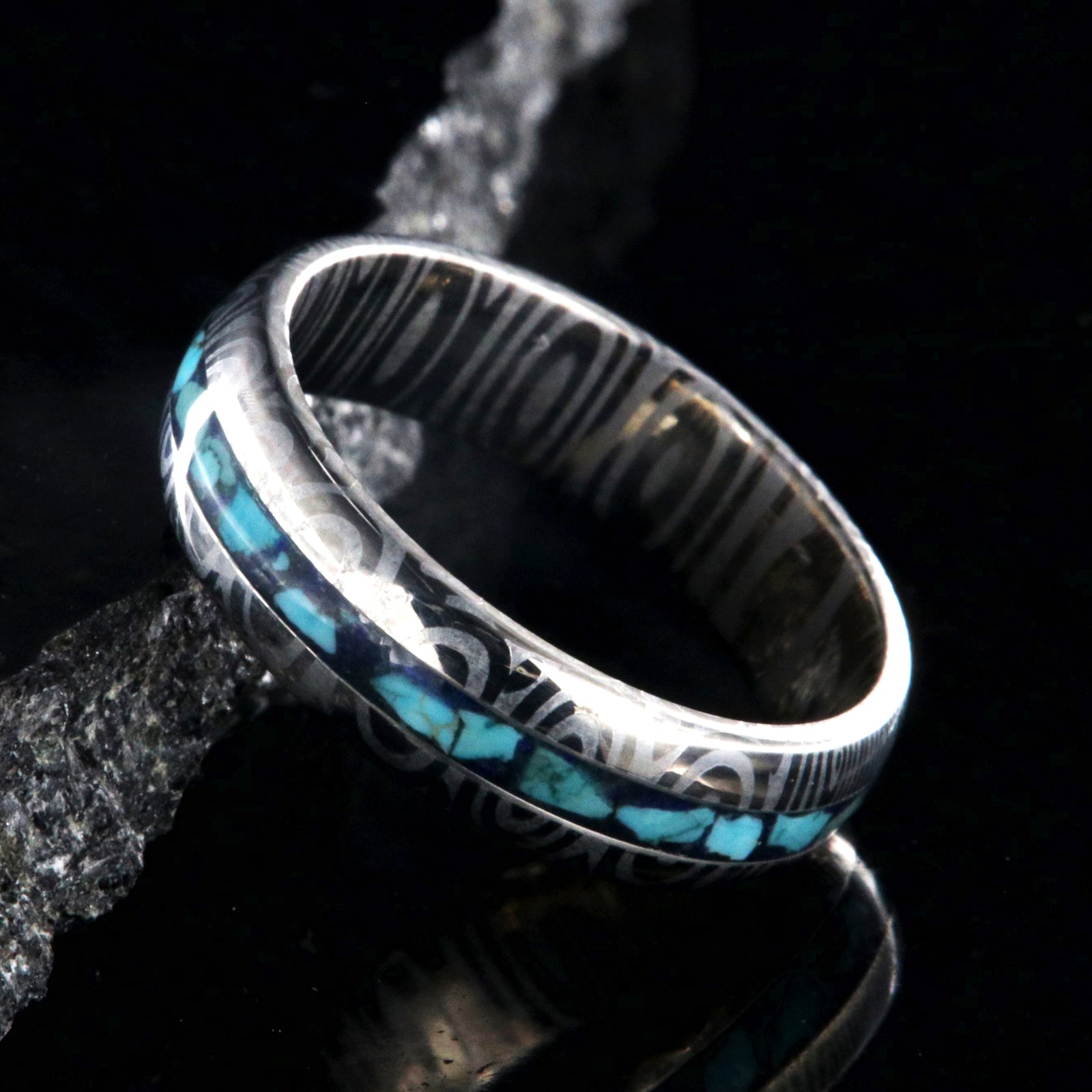 Damascus Steel Ring | Lapis Lazuli | The Whirlwind - Luxurien