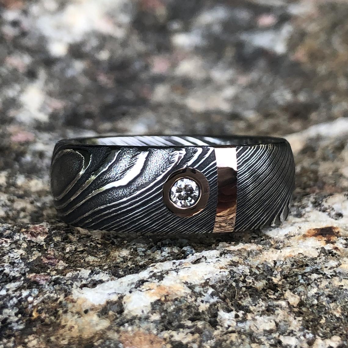 Damascus Steel Ring | Damascus Steel Wedding Ring | The Duke