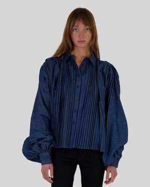 CLAIRE PLEATED SHIRT / BLUE