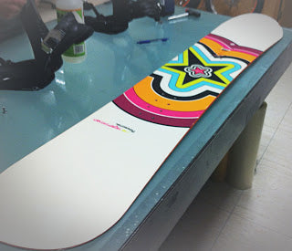 Snowboard board before vinyl application