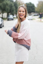 Load image into Gallery viewer, Sunset Stripes Colorblock Popcorn Sweater
