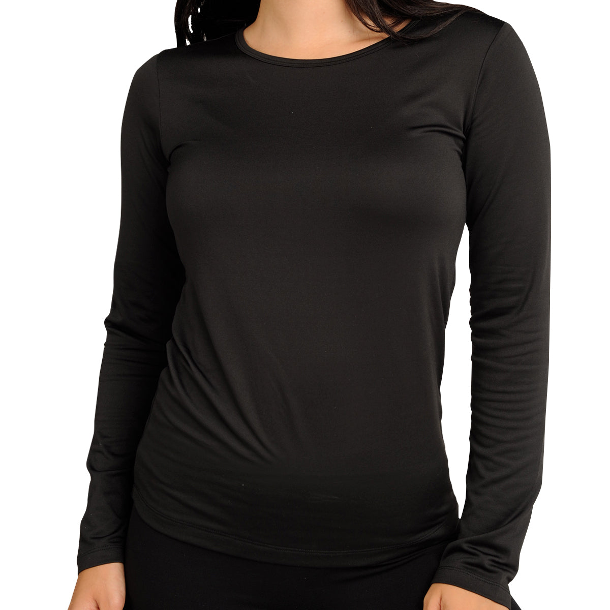 Camiseta Mujer Microfibra Negra Térmica Redondo Underwear