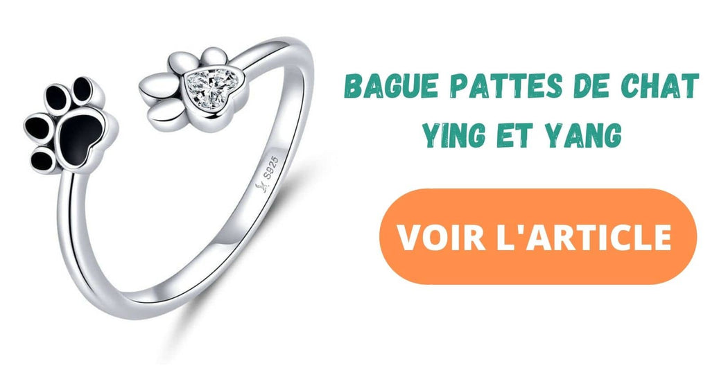 Bague pattes de chat Ying et Yang