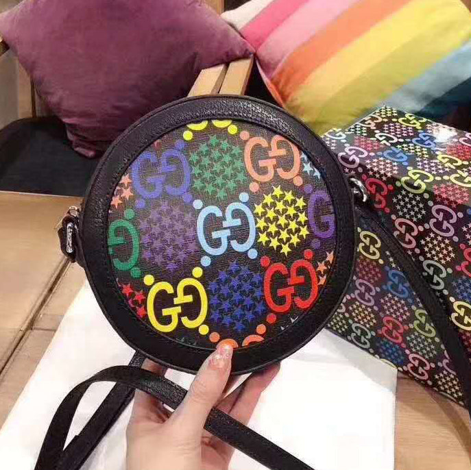 GG Fashion Ladies Handbag Stitching Shoulder Messenger Bag Popping Candy Round Bag