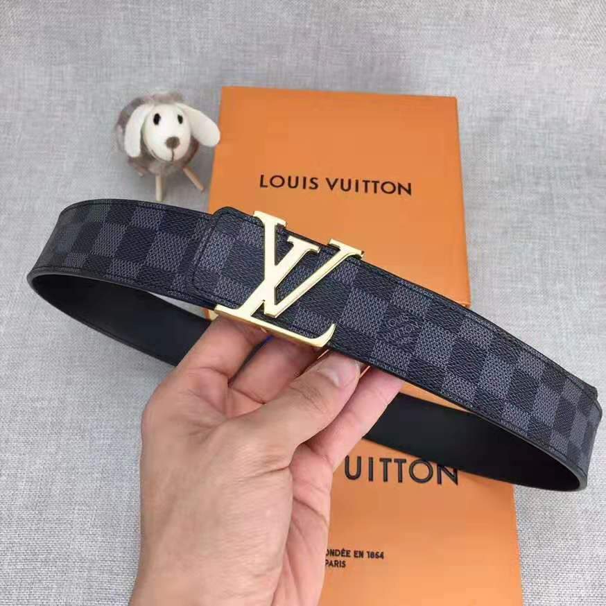 Inseva LV Louis Vuitton Fashionable Women Men Smooth Buckle Belt Leather Belt With Box