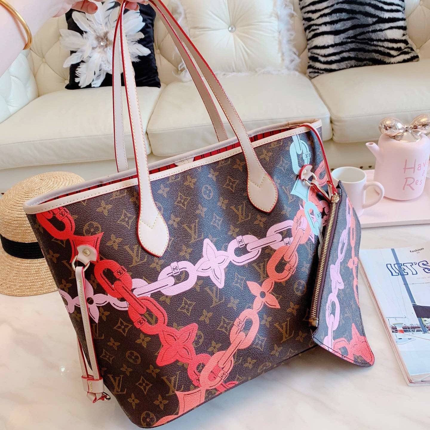 LV Louis Vuitton High Quality Hot Sale Women Retro Leather Tote 