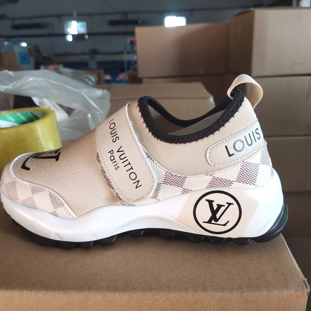 Inseva Louis Vuitton Women Shoes Velcro Toes Letters With Shoes Tail Letters Sneakers White Tartan