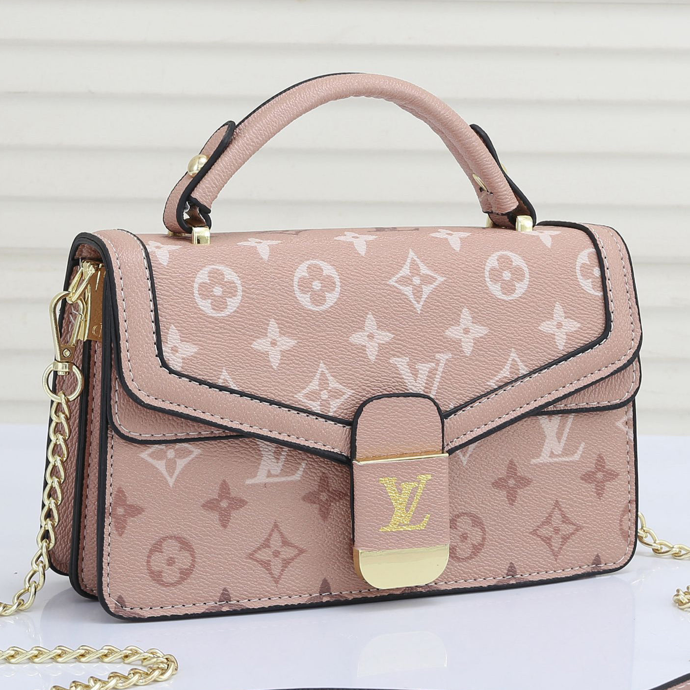 LV Louis Vuitton Solid Color Letter Print Flap Handbag Shoulder 