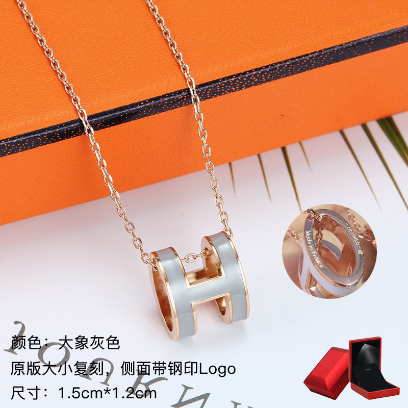 Hermes fashion ladies simple personality ring necklace