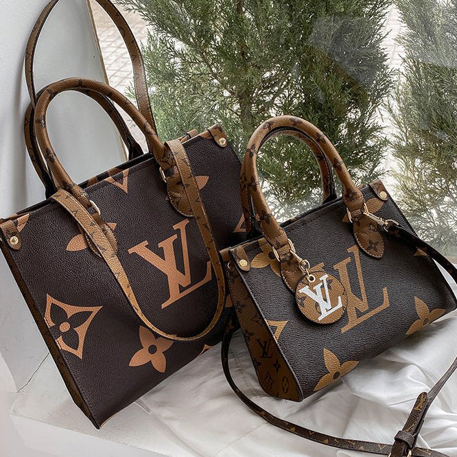 LV Louis Vuitton hot Colorblock printing retro handbag shoulder 