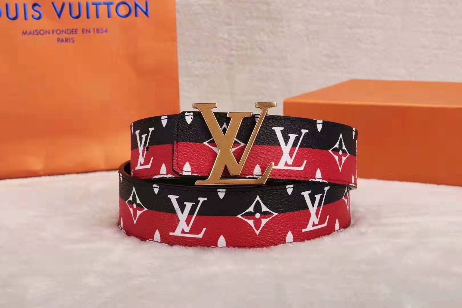 Inseva LV Louis Vuitton New Popular Woman Men Smooth Buckle Leather Belt