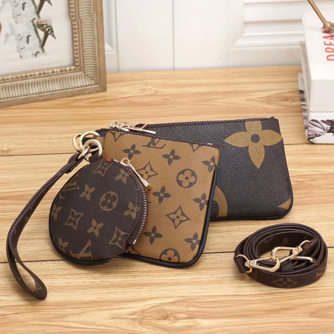 Louis Vuitton LV hot sale three-piece coin purse, key case, clutch bag, fashion lady's three-pie