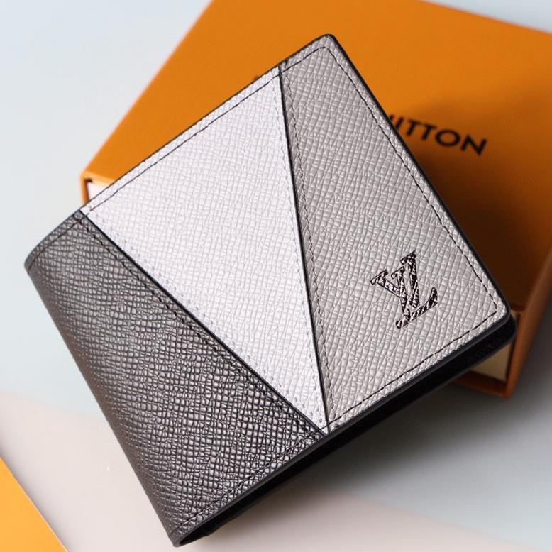 LV Louis Vuitton new product stitching color men and women retro flip wallet long clutch Bag