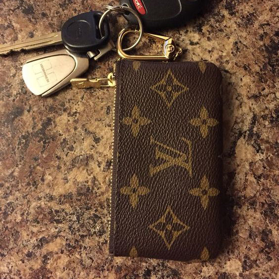 Louis Vuitton  LV  Stylish Zipper Key Pouch Clutch Bag Wristlet